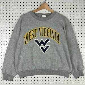West Virginia Crewneck Medium 90s Vintage USA Gray Sweatshirt Women Mountaineers